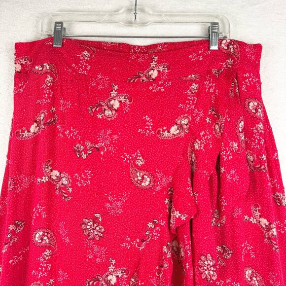 Torrid Maxi Swiss Dot Ruffle Hi-Low Skirt Joy Paisley Adrenaline Rush Red Sz 1X - Picture 6 of 15